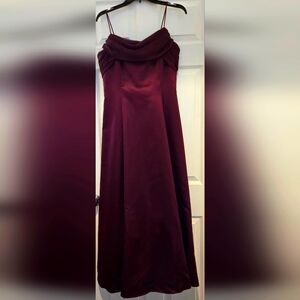 Michaelangelo Burgundy Spaghetti Strap Bridemaids Dress